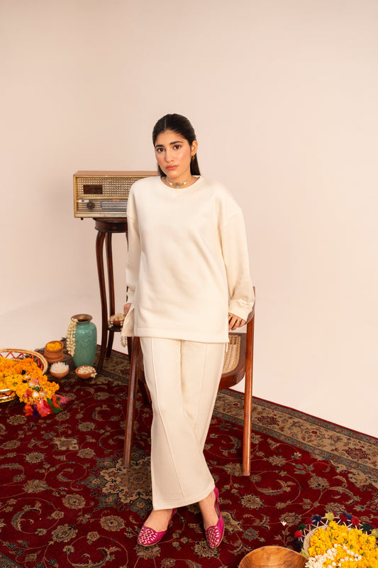 Ivory Hi-Lo Blank Sweatshirt