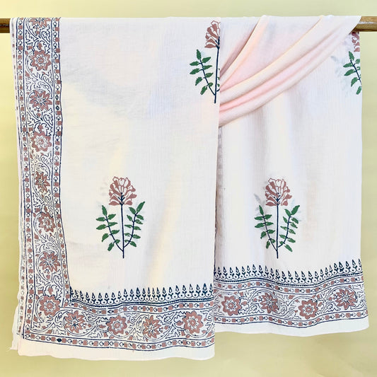 Powder Pink Block-printed Scarf